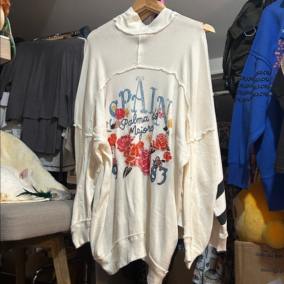 Free People We The Free Spanish Rose Waffle Tee Long Sleeve - Picture 9 of 9